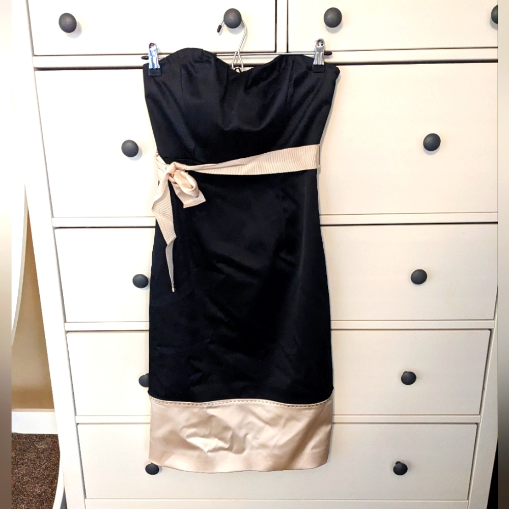 Coast strapless black / cream dress - UK sized 10, US sized 6